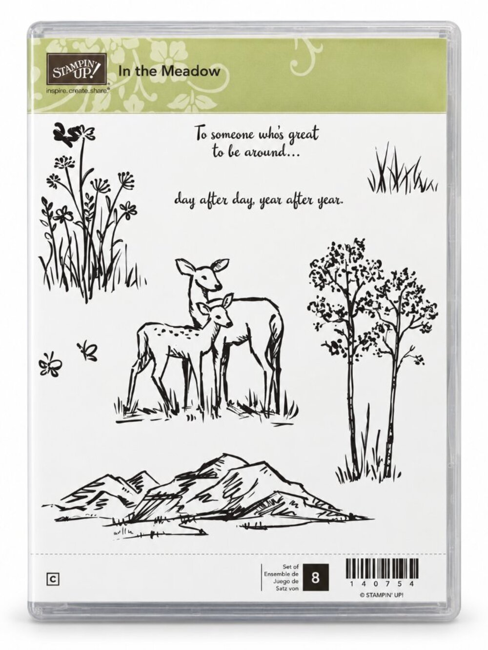 Stampin’ Up! In the Meadow Clear Mount Stamp Set 140754 Deer Nature 8pc